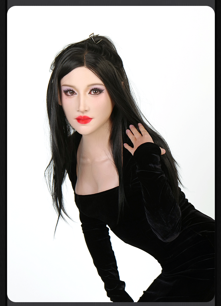 MoliFX Linglong LL06 Oriental Beauty female mask with C cup breasts, detailed makeup, and realistic facial features.