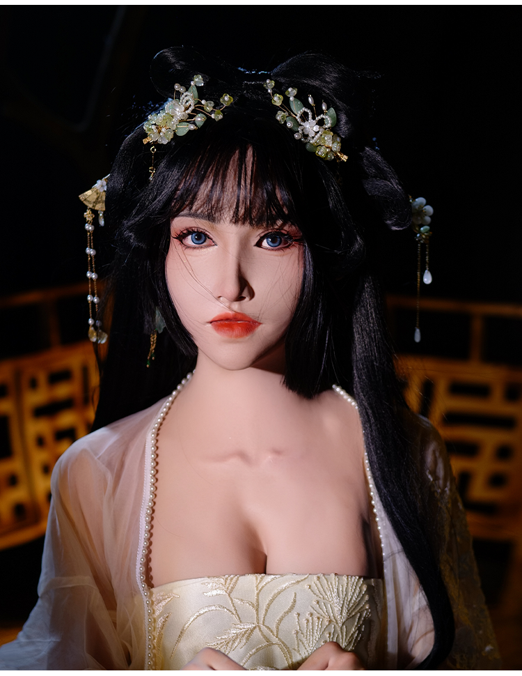 MoliFX Linglong Taoyao female makeup mask with C cup breasts, featuring detailed Oriental beauty and intricate facial features.