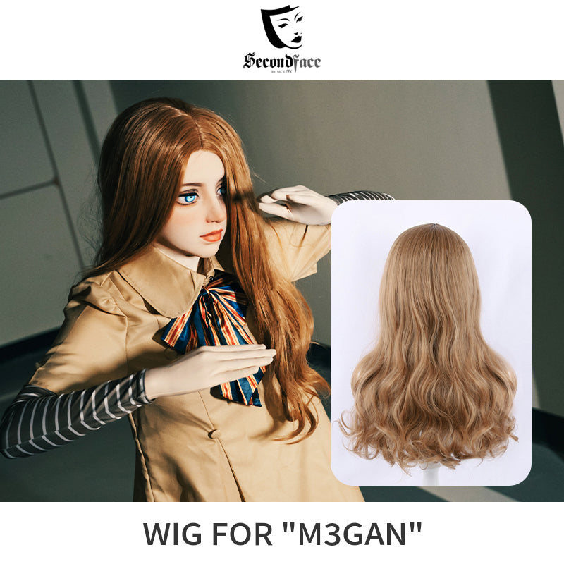 SecondFace by MoliFX | "M3GAN" Middle-Part Ash Blonde Wavy Wig