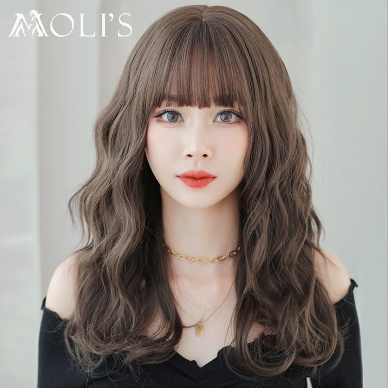 Moli's Wigs  Brown 52cm Straight with Flush Bang