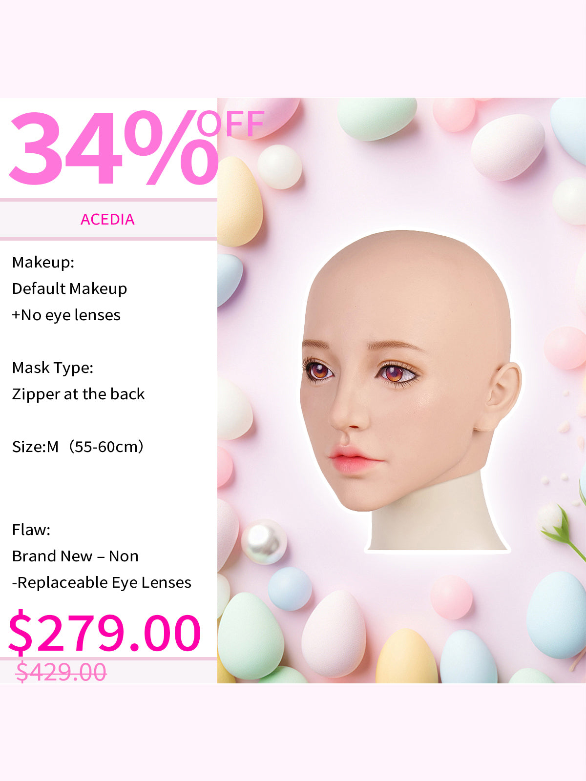 【Flash Sale 34% OFF】SecondFace by MoliFX | "Acedia The Sloth“ Female Mask by The 7 Deadly Sins F05 - InTheMask by Moli's
