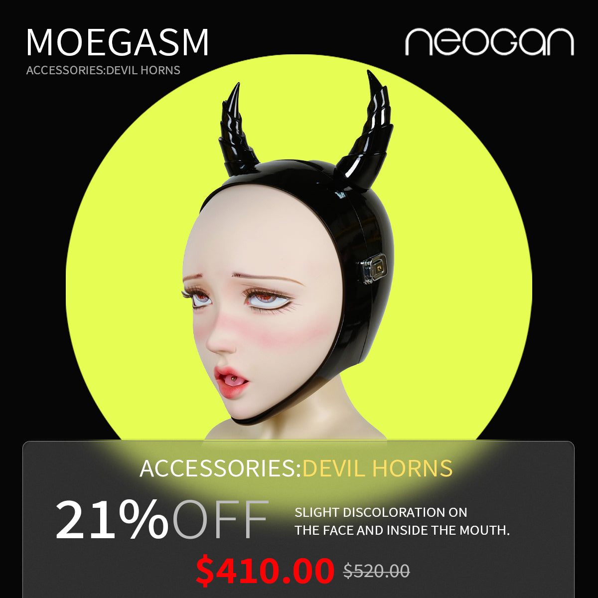 【Flash Sales 25%OFF】NEOGAN  "Disguiser" The Black Mask with 2 Ponytails & Padlocks - InTheMask by Moli's