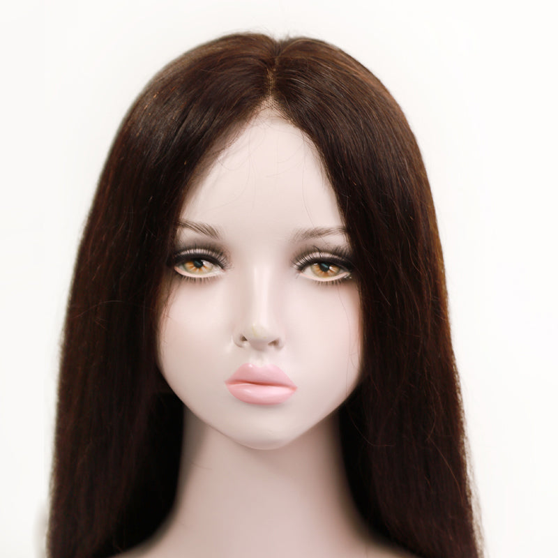 Genuine Hair Full Lace Wig Brunette Brown 16 - 22 Inches