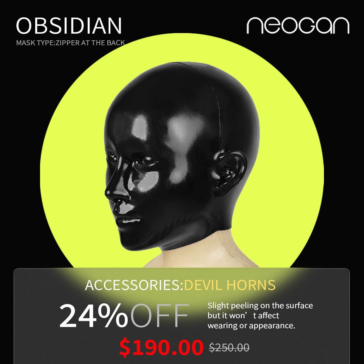 【Flash Sale 24% OFF】NEOGAN x SecondFace | Black Rubber Face "Obsidian" Silicone Mask - InTheMask by Moli's