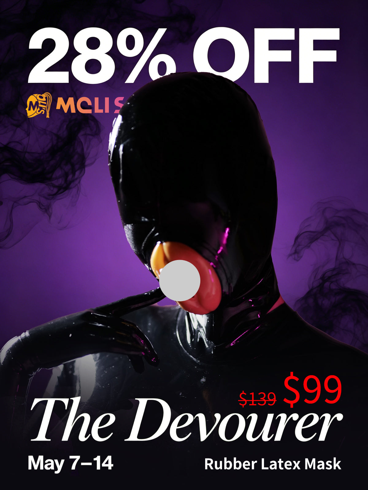 InTheMask by MOLIS NEOGAN "The Devourer" rubber latex mask featuring a realistic fake pussy mouth and micropore details.