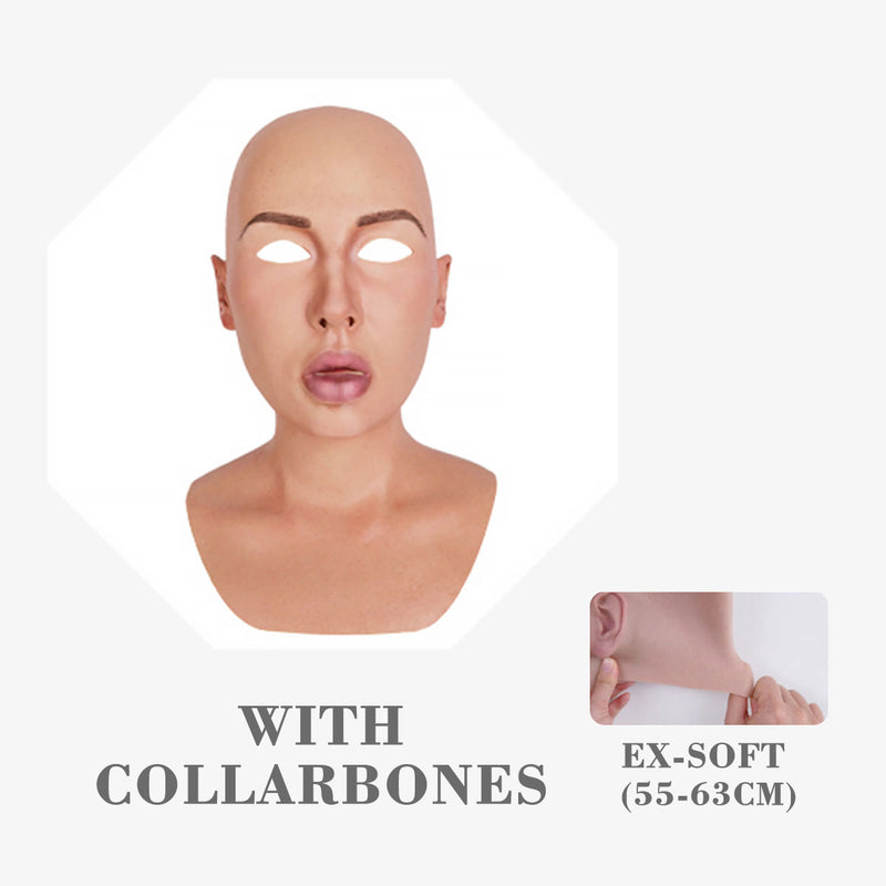 MoliFX Molly S Mild-tan silicone female mask for SFX, featuring realistic facial details and skin tone for special effects makeup.