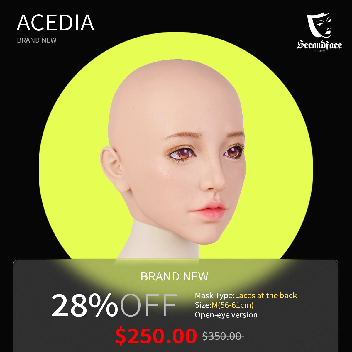 【Flash Sale 28% OFF】SecondFace by MoliFX | "Acedia The Sloth“ Female Mask by The 7 Deadly Sins F05 - InTheMask by Moli's