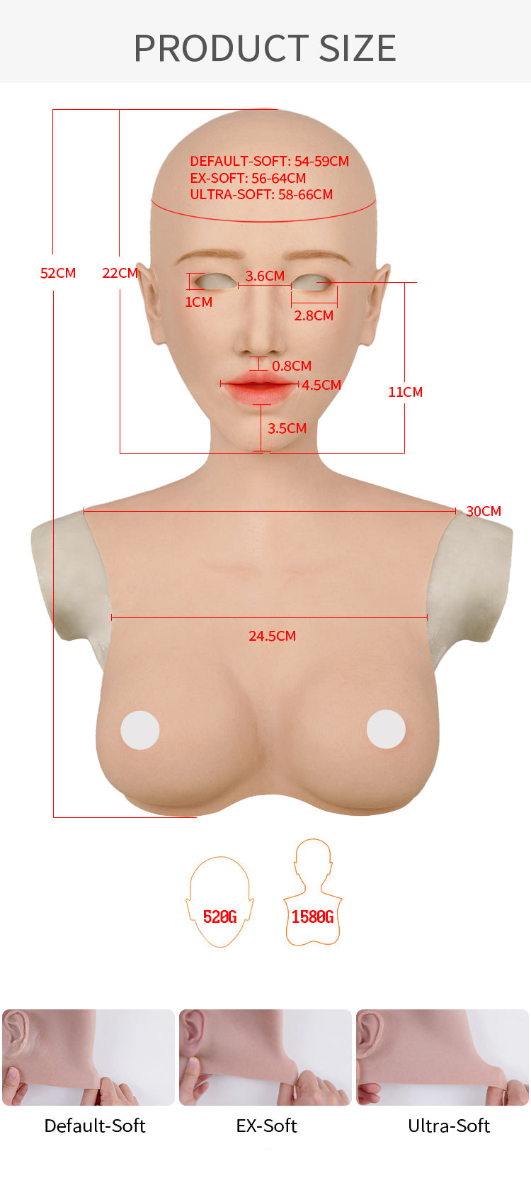 InTheMask by MOLIS Linglong Ningzhi makeup mask featuring female features with C cup breasts, realistic skin tone, and detailed design.
