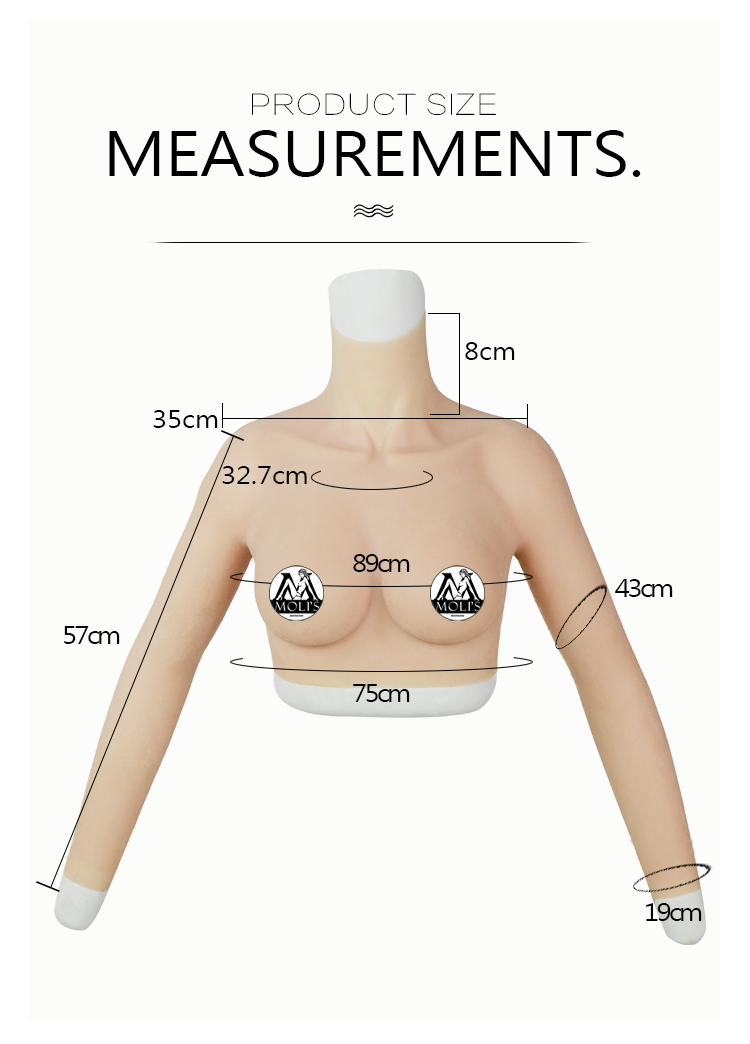Long-Sleeved Silicone Breasts C Cup with Arms