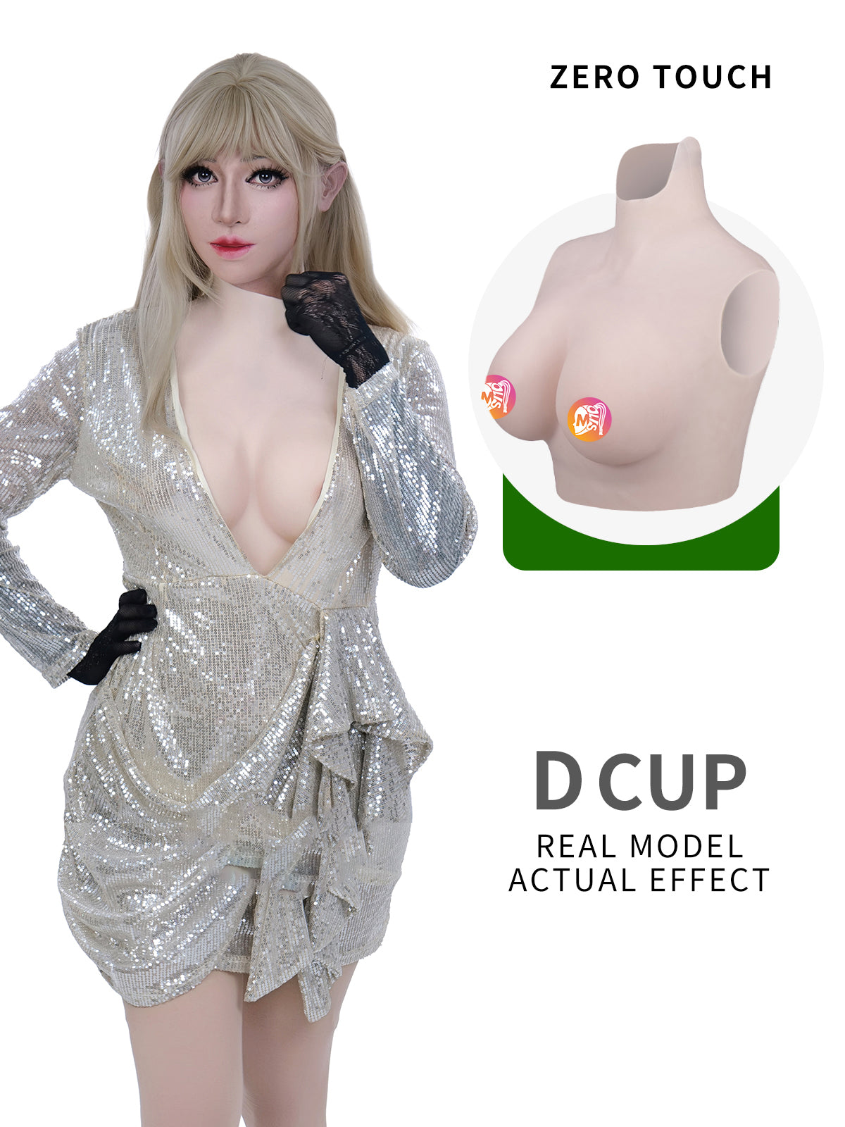 ZERO TOUCH 2 | D Cup Silicone Breastplate, Realistic MTF Breast Forms