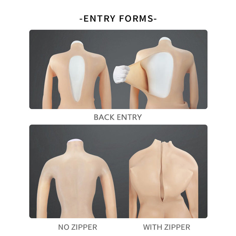 Ultimativer Silikon-Bodysuit für Männer und Frauen mit „May“-Maske für Frauen