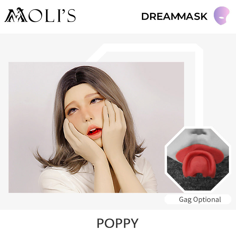 „Poppy“ Die weibliche Maske mit optionalem Knebel und Ahegao-Gesicht 