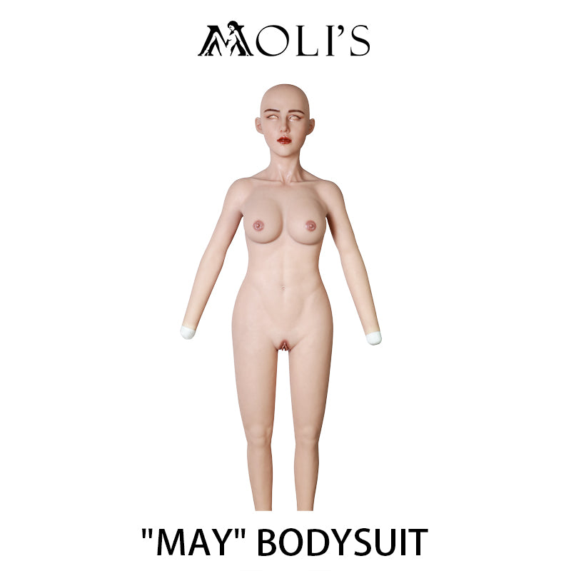 Ultimativer Silikon-Bodysuit für Männer und Frauen mit „May“-Maske für Frauen