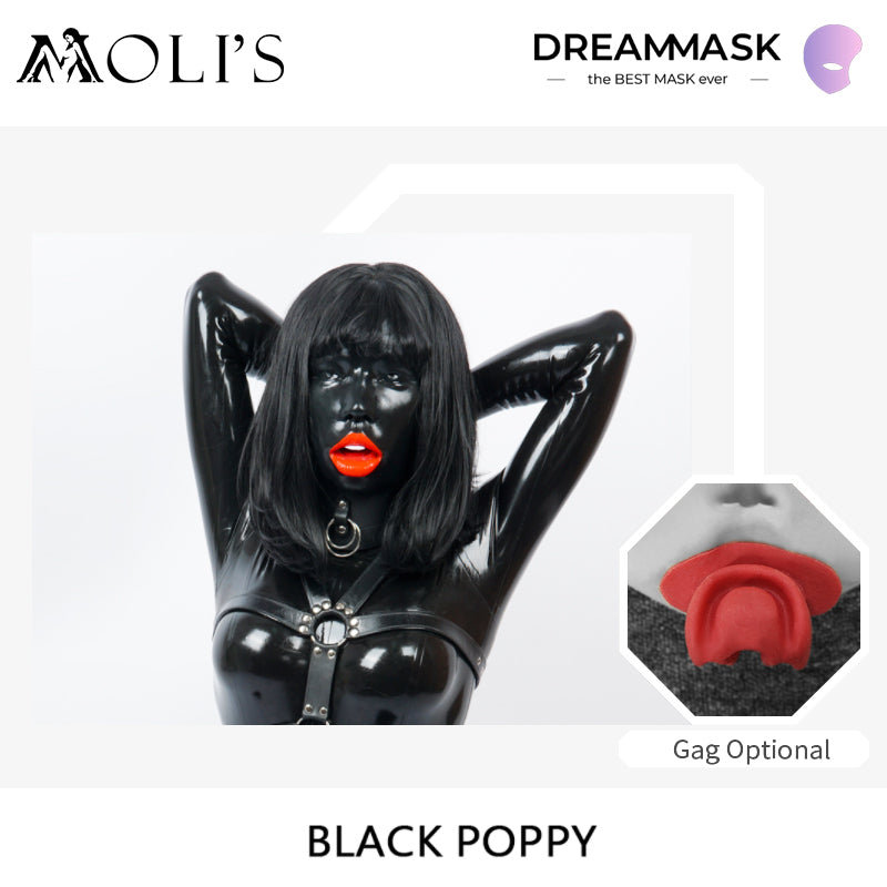 "Poppy Black" The Female Mask (Gagged+Black Version)