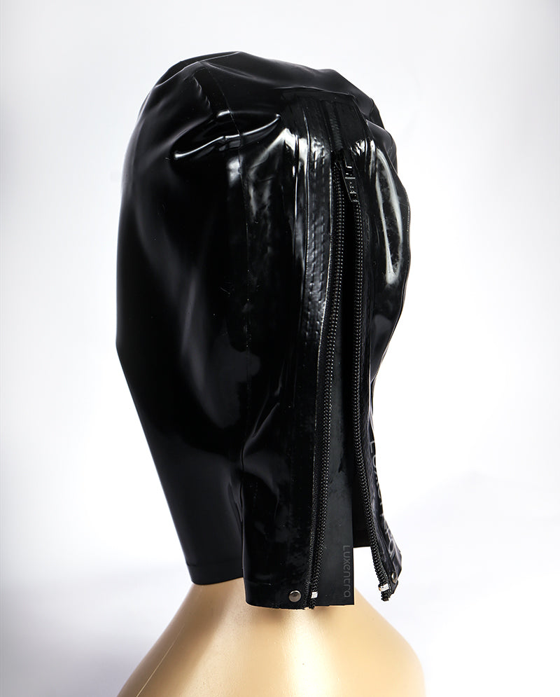 LUXENTRA NH10 | Latex Hood with Gag/Eye Holes Black and Baby Pink