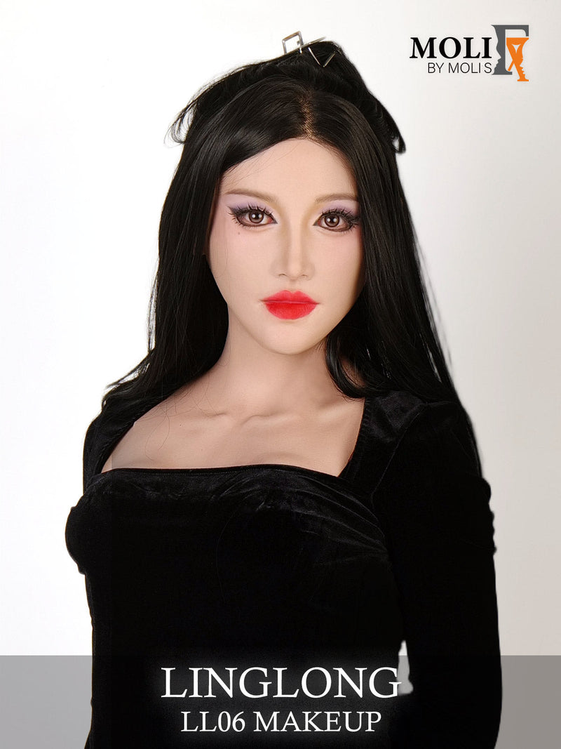 MoliFX Linglong LL06 makeup mask featuring an Oriental female beauty with C cup breasts, detailed facial features and traditional attire.