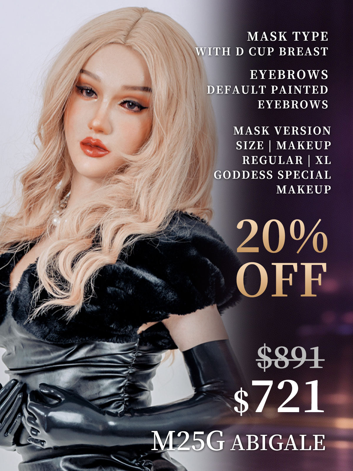 【Flash Sale 20% OFF】M25G Abigale The Female Silicone Mask Goddess Makeup with Breasts Optional