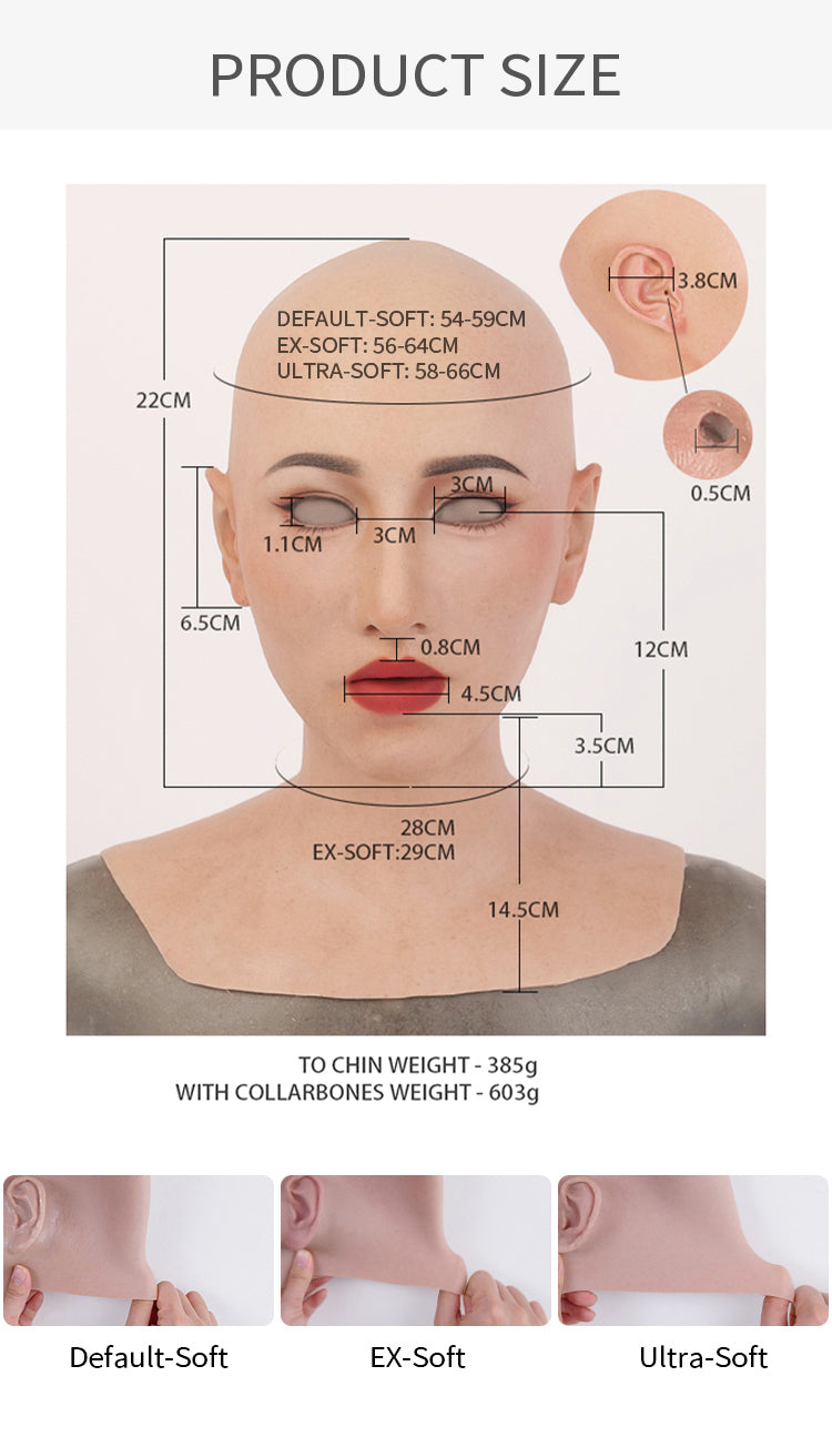 Silicone female mask from MoliFX's Molly2 Oriental Beauty Style collection, featuring detailed facial features for SFX makeup.