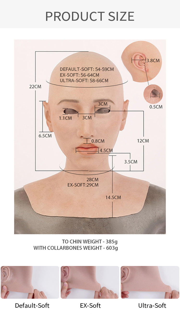 Silicone female mask "Molly2" by MoliFX from Inthemask, featuring realistic facial details and a smooth, skin-like surface.
