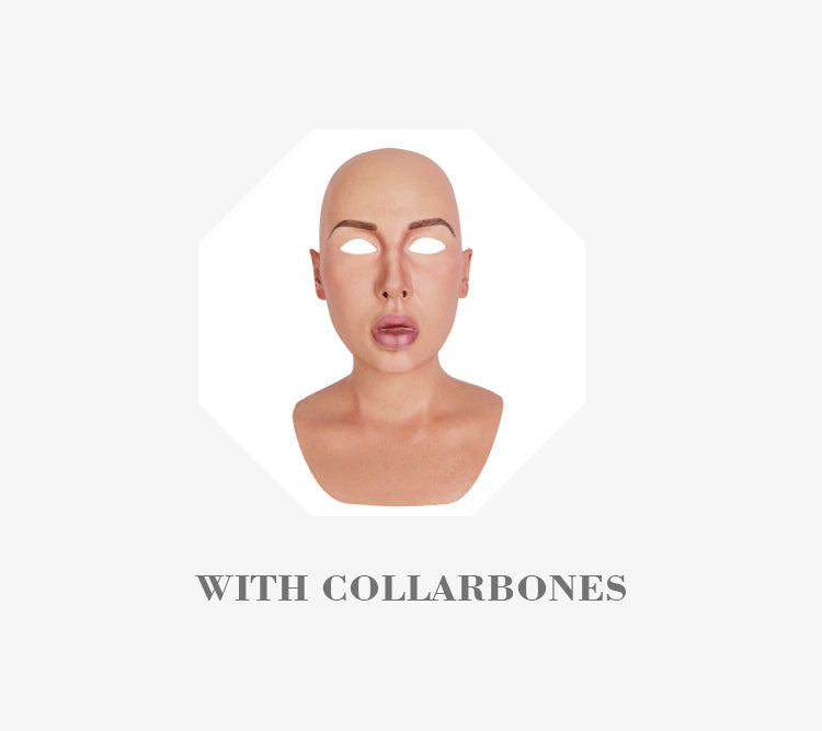 Silicone female mask with mild-tan complexion from MoliFX Molly S SFX Class X02D, showing realistic facial features and smooth texture.