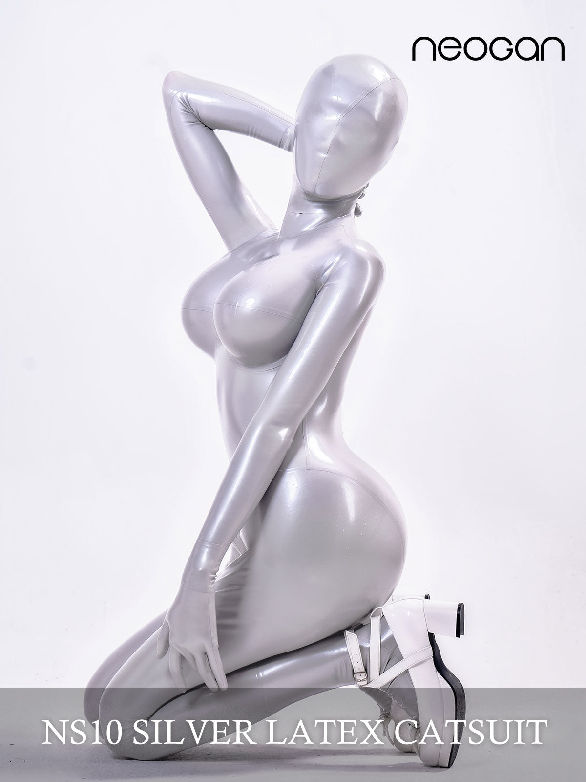 NEOGAN NS10 | Metallic Silver 100% Custom Fashion Latex Catsuit - InTheMask by Moli's