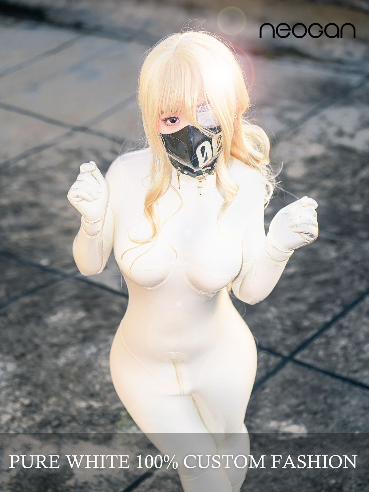 NEOGAN NW10 | Pure White 100% Custom Fashion Latex Catsuit - InTheMask by Moli's