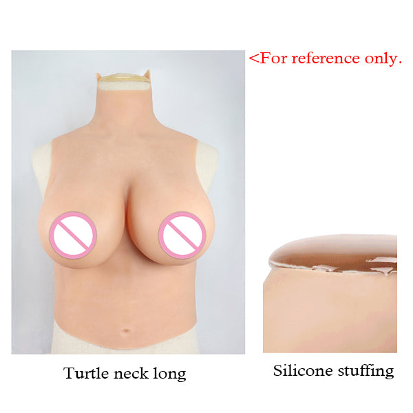 Silicone breastplate from Zero Touch by Inthemask, designed for K cup size, featuring large, realistic-looking breasts with smooth texture.