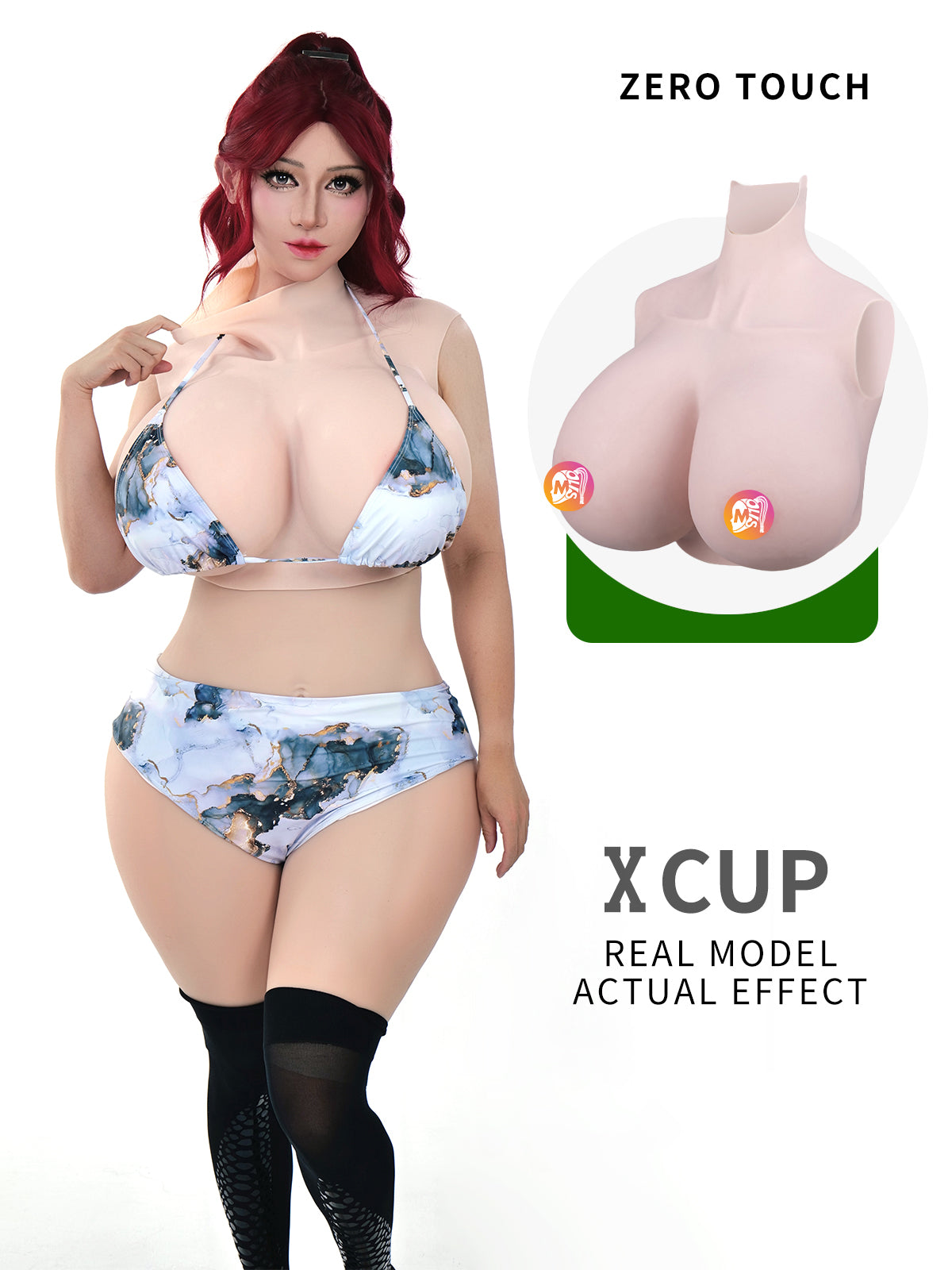ZERO TOUCH 2 | X Cup Silicone Breastplate, Extra-Large Breast Forms