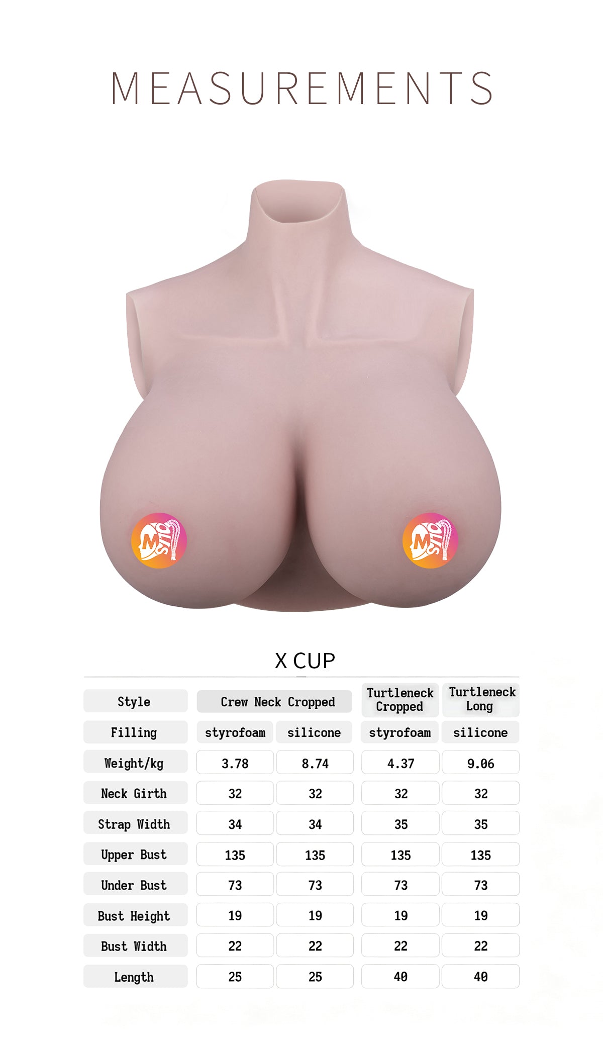 ZERO TOUCH 2 | X Cup Silicone Breastplate, Extra-Large Breast Forms