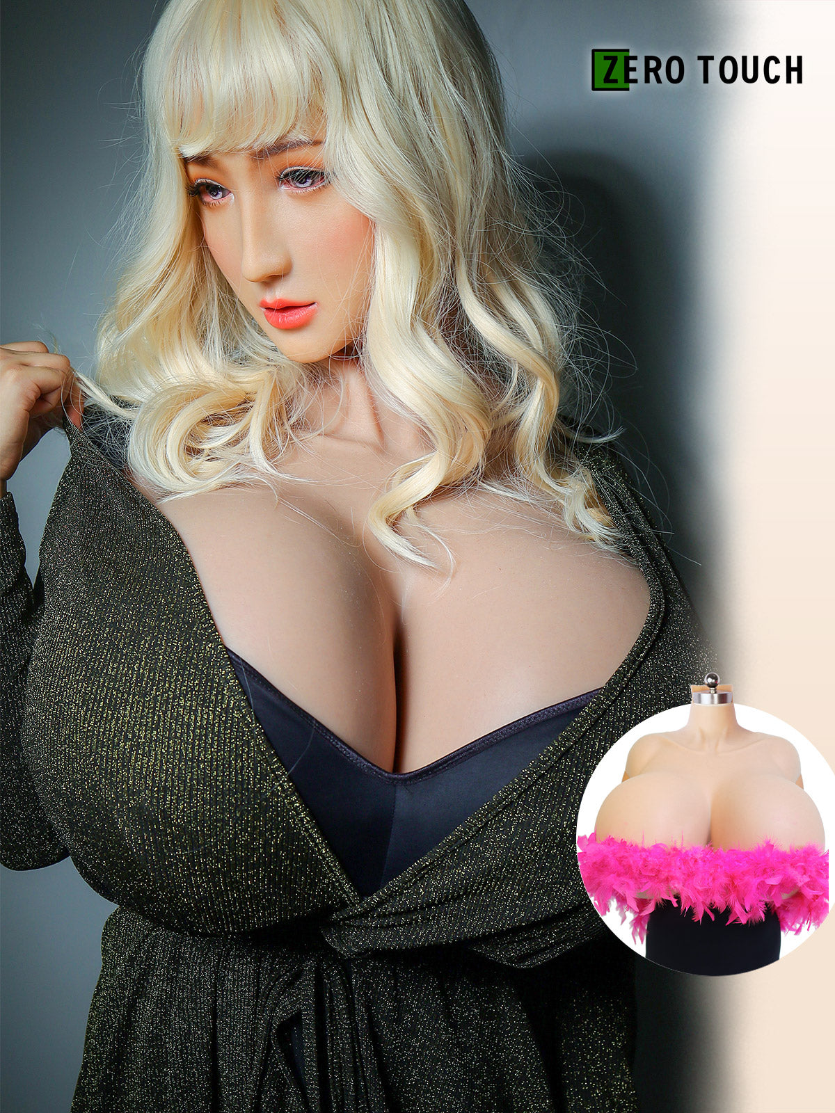 InTheMask MOLIS X CUP silicone breastplate for breast expansion, featuring realistic large breast design and smooth skin texture.