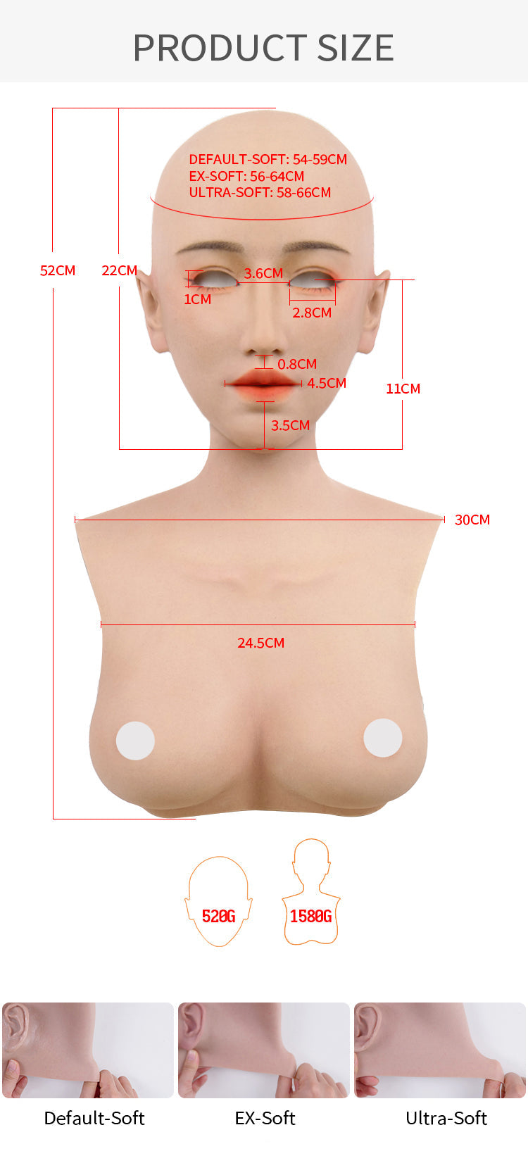 InTheMask by MOLIS Linglong Taoyao makeup mask featuring a female face with C cup breasts, detailed oriental beauty mask.