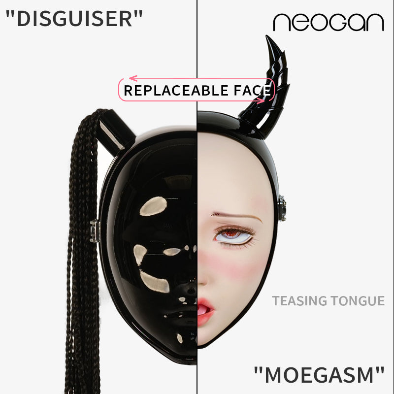 NEOGAN | "Disguiser" The Black Mask with 2 Ponytails & Padlocks