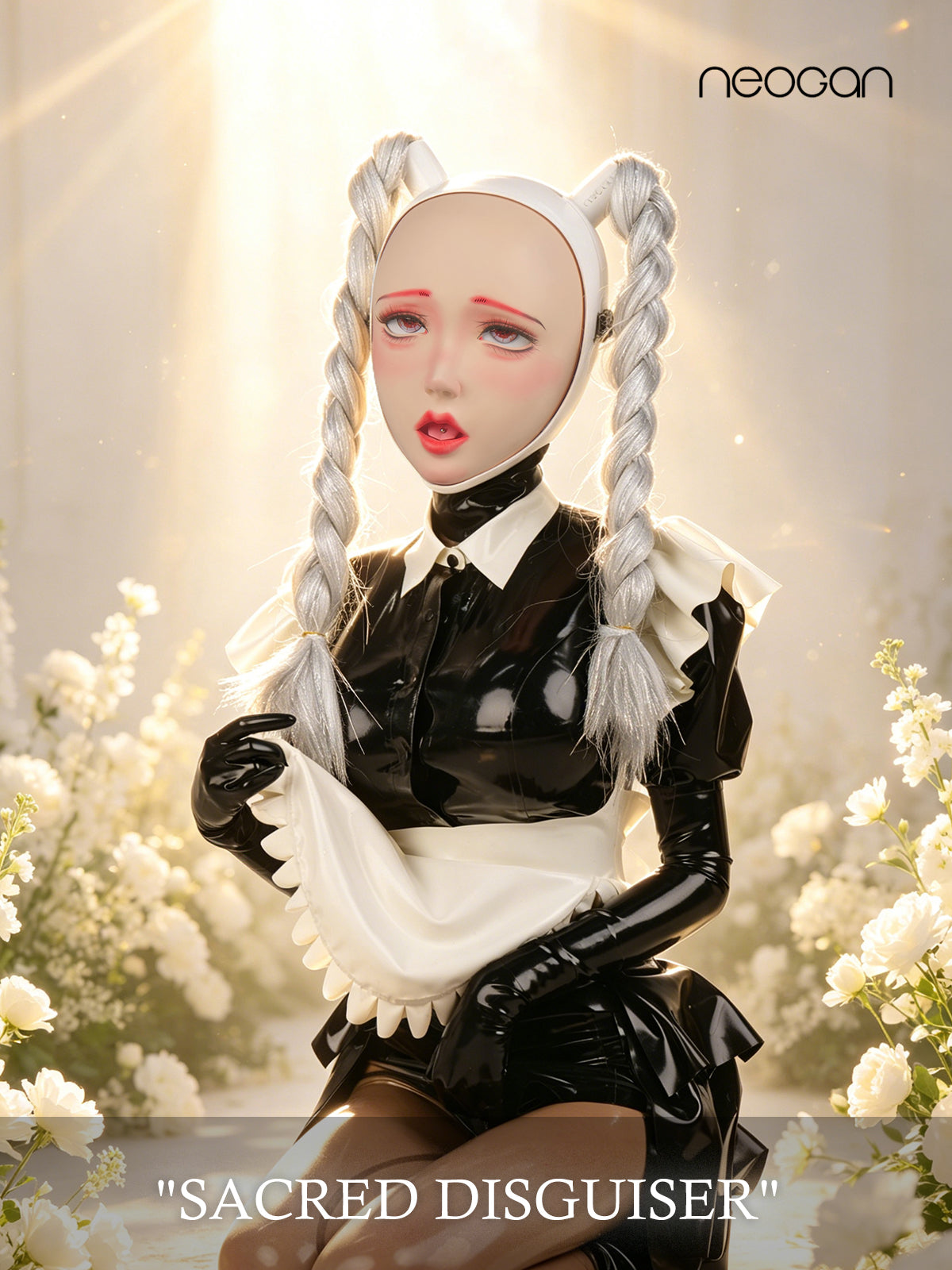 NEOGAN | "Sacred Disguiser" The White Mask with Detachable Ponytails & Locks