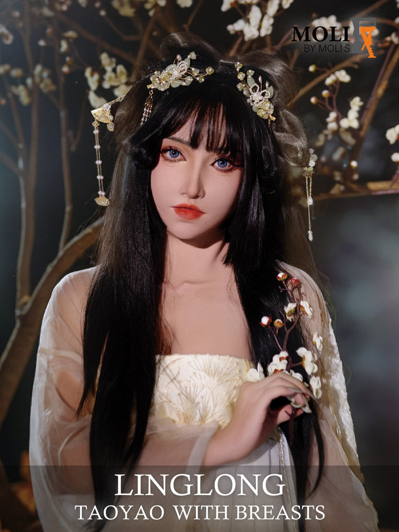MoliFX Linglong Taoyao makeup mask by InTheMask, featuring an Oriental female face with C cup breasts, detailed facial features.