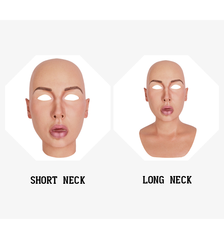 Inthemask by Moli's Molly S Tan Style Makeup Silicone Female Mask X02T, no eyebrows, chin to head, realistic skin tone, 53-59cm