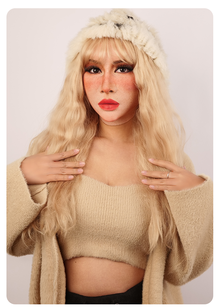 Inthemask by Moli's Molly S Tan Style silicone female makeup mask, chin to eyebrows, without eyebrows, 53-59cm size, X02T model