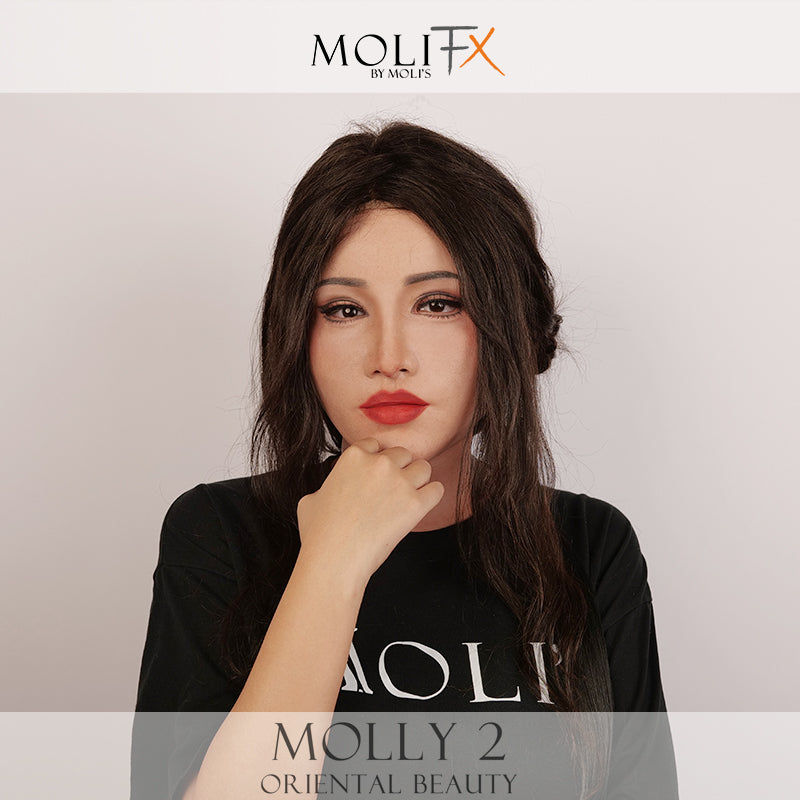 MoliFX | „Molly2“ Orientalischer Schönheitsstil | Silikon-Frauenmaske auf SFX-Niveau 