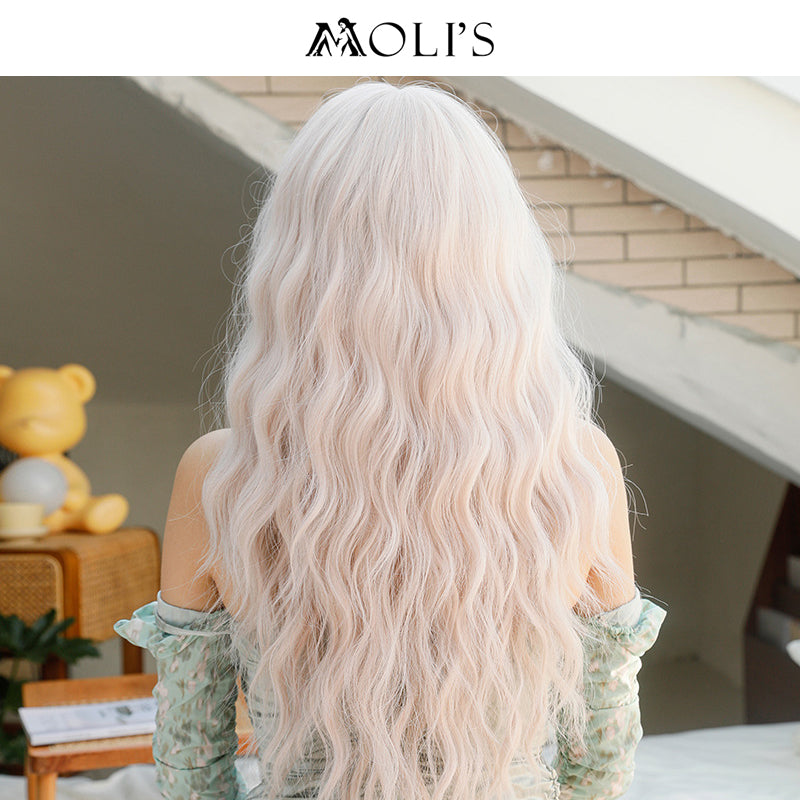 Wig | Long Culry Wave Gray with Airy Flush Bang 67cm - InTheMask by Moli's