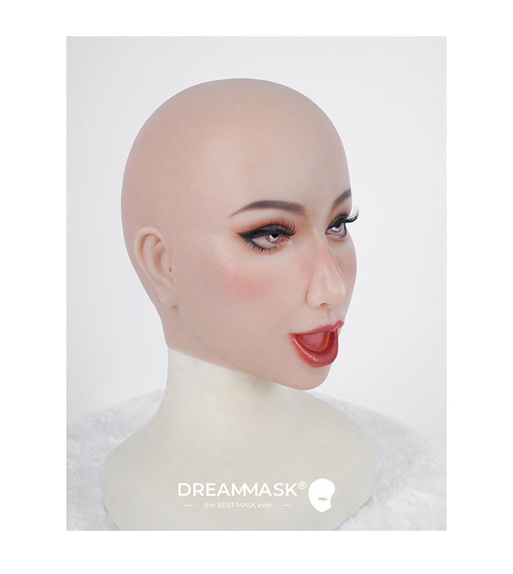 "Fantasy" with Fake Tongue Sheath Open Mouth The Silicone Female Mask by Dreammask Crossdresser - InTheMask by Moli's