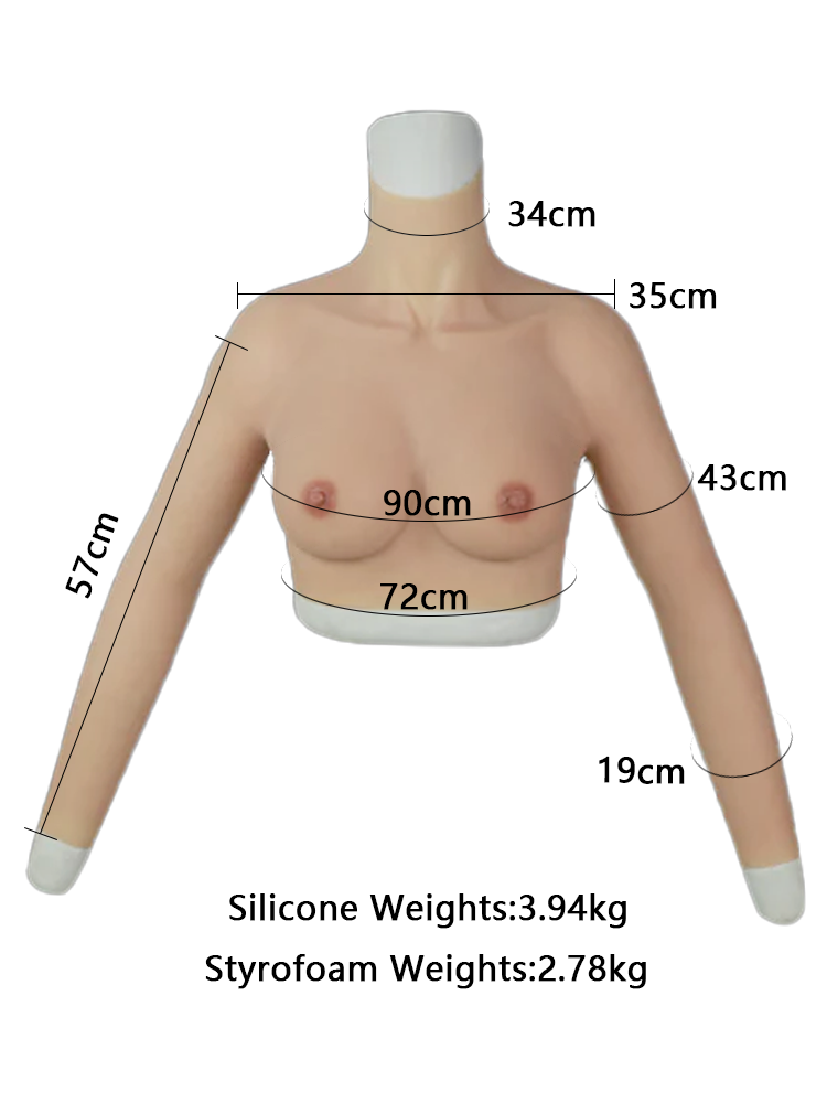 Long-Sleeved Silicone Breasts C Cup with Arms