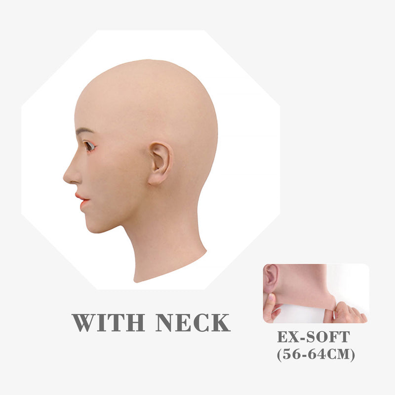 MoliFX Linglong LL06 Oriental female beauty mask with realistic C cup breasts, detailed facial features, and traditional makeup styling.