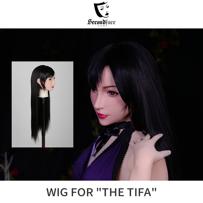 SecondFace by MoliFX | "The Tifa" Long black Hair For Big Heads - InTheMask by Moli's